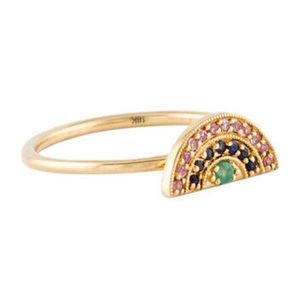 Andrea Fohrman Celestial sapphire rainbow ring 18K gold 6.25